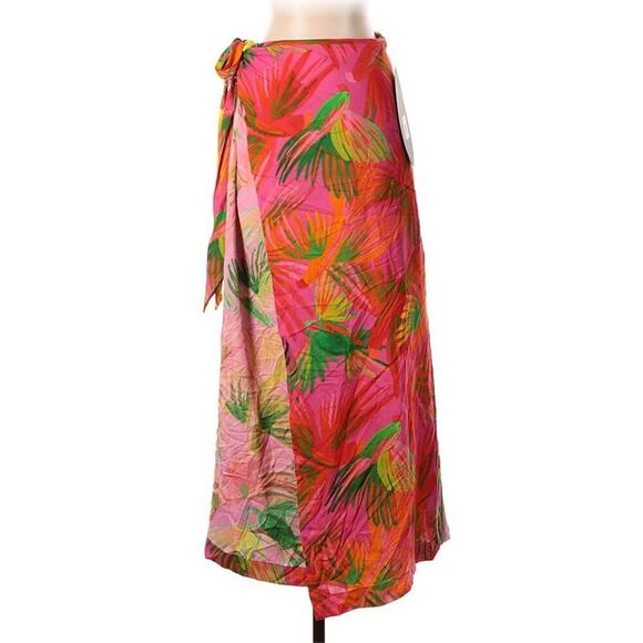 Farm Rio Beach Wrap Sarong Skirt Swimsuit Cover Up Dress S NWT $220 Painted Bird - Picture 4 of 8